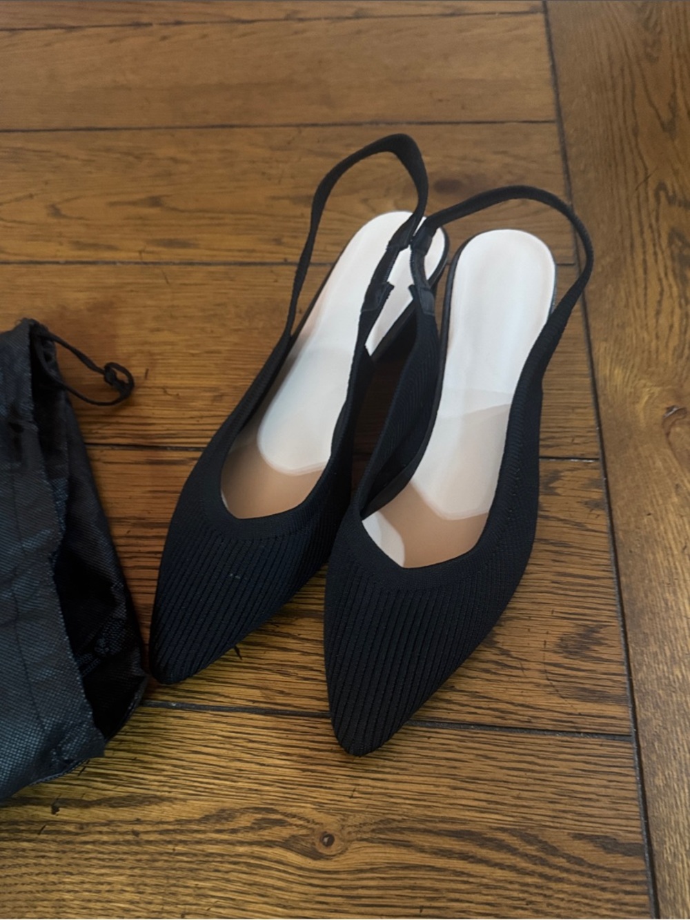 Amazon Black Pointed Slingback Knit Heels, New, EU 41, US 9